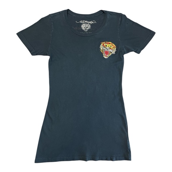 Ed Hardy Black Fitted Short Sleeve T-Shirt - Picture 2 of 5